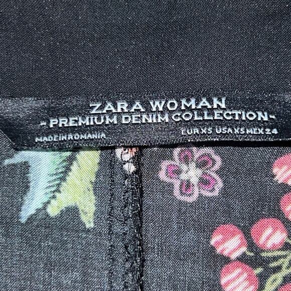 Zara Black Boho Printed Floral Dress Maxi Long Women’s Extra Small Rare Unique - Picture 6 of 10